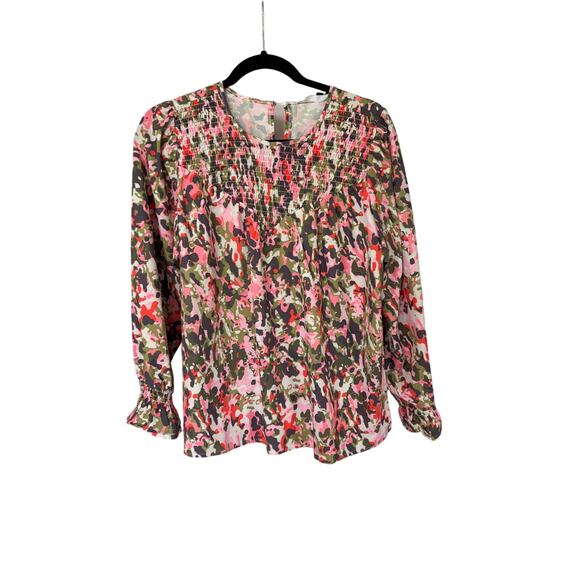 NWT Michelle McDowell Lynn Top in Honey crisp Olive Med BOHO cottage smocked - Picture 3 of 7